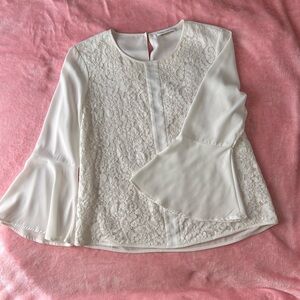 Calvin Klein White Embellished Bell Sleeve Blouse